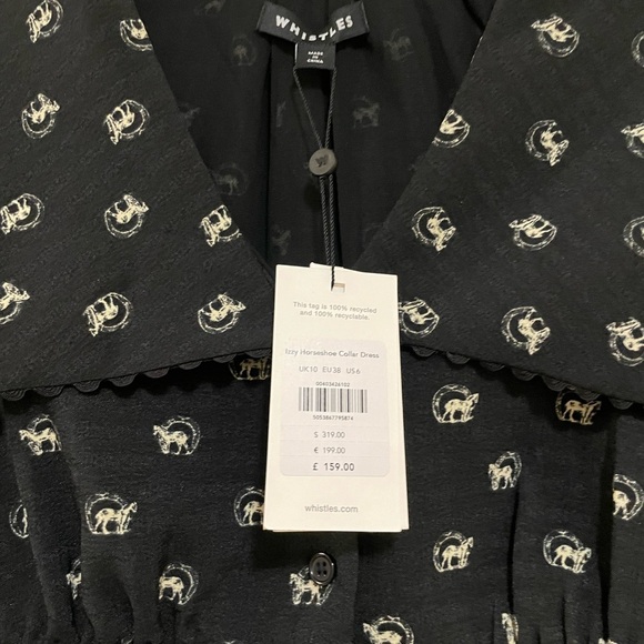 Whistles Black Long Sleeve Izzy Horseshoe Dress with horses size 6 - Picture 3 of 12